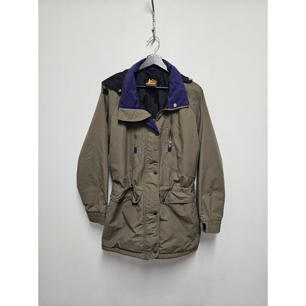 Vintage REI Jacket 90s Style Green/Khaki w Purple Accents Size 14